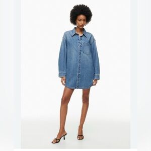 Denim Forum Maya Denim Shirt Dress Oversized Y2K Casual Scandi Minimal XL